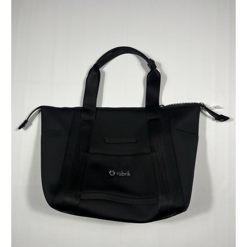 Dagne Dover Neoprene Tote Bag Womens Medium Black Adjustable Strap Handbag